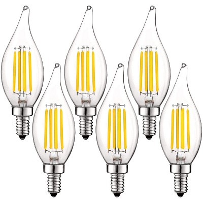 Luxrite Vintage Candelabra LED Bulb 60W Equivalent, 550 Lumens, 3000K Soft White, LED Chandelier Light Bulbs 5W, Dimmable, E12 Base 6 Pack