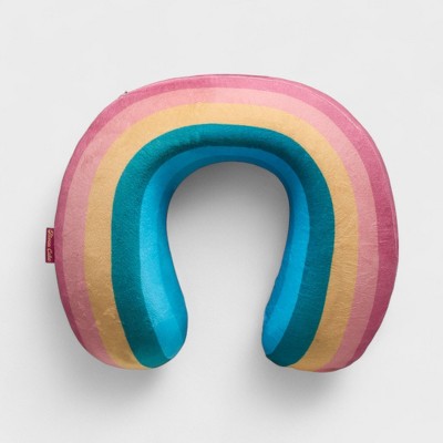 Super Soft Travel Pillow with Memory Foam & Removable Cover in Rainbow Dream