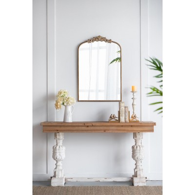 24inx 36inGold Arch Mirror, Baroque Inspired Wall Decor for Bathroom Bedroom Living Room