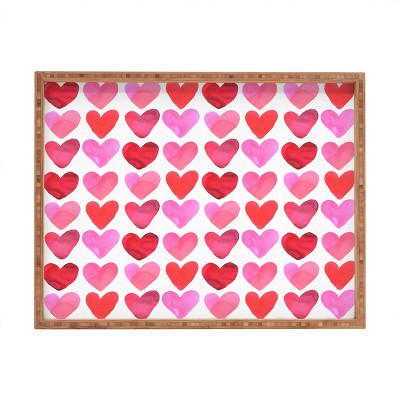 Amy Sia Heart Watercolor Rectangular Bamboo Tray - Deny Designs