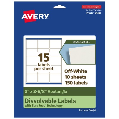 Avery Dissolvable Labels, 2" x 2-5/8" Rectangle