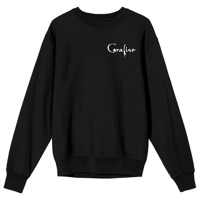 Coraline Some Things Are Not As They Seem Crew Neck Long Sleeve Black Adult Sweatshirt