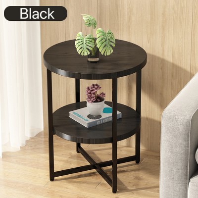 LIVAREEmlen Small Round Side Table,2 Tiers Farmhouse End Table,Night Stands For Bedrooms Living Room,Coffee Tables With Storage Shelf,Black