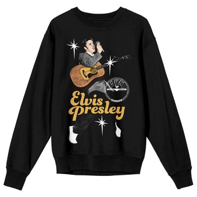 Sun Records Elvis Presley Adult Black Crew Neck Sweatshirt