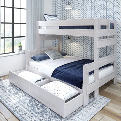Plank+Beam Farmhouse Twin over Full Bunk Bed with Storage Drawers