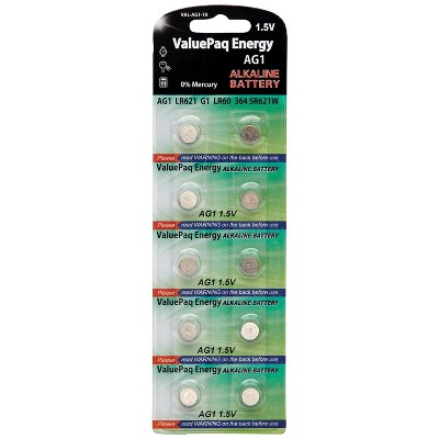 Dantona® ValuePaq Energy AG1 Alkaline Button Cell Batteries, 10 Pack in Silver