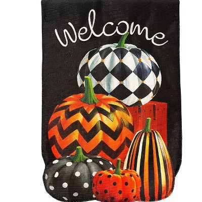 Briarwood Lane Fall Garden Flag 12x18 For Outdoor Patterned Pumpkin Stack Burlap For Fall Garden Flag Flags For Outside