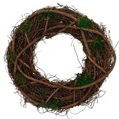 Northlight Moss and Twig Artificial Spring Wreath - 13" - Green and Brown