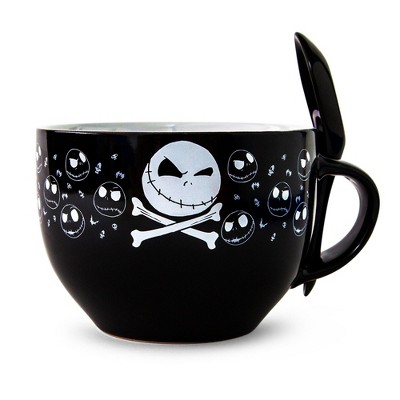 Silver Buffalo Disney The Nightmare Before Christmas Cross Bones Ceramic Soup Mug With Spoon