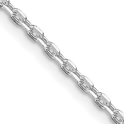 Black Bow Jewelry 2mm Rhodium Plated Silver Solid Beveled Oval Cable Chain Necklace