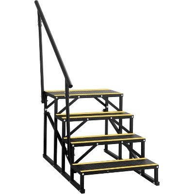 2/3/4/5 Step RV Step Stool with Handrail – Portable Pool Ladder with Non-Skid Tapes, Camper Steps for RV, Mobile Home