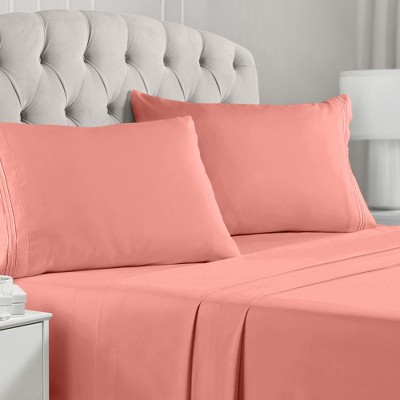 Mellanni 1800 Bed Sheets Full Coral