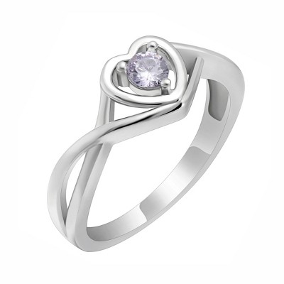 Christine Engagement Ring Promise Heart For Women Silver Cz Ginger Lyne Collection