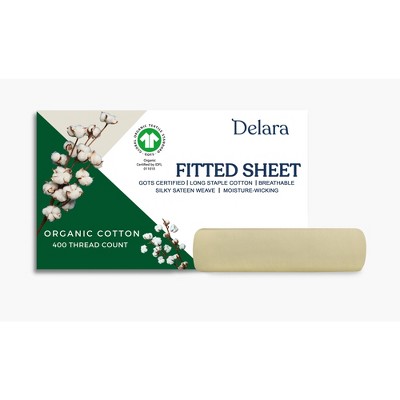 Delara GOTS Certified 100% Organic Cotton Soft, Silky, Moisture-Wicking & Breathable Fitted Sheet
