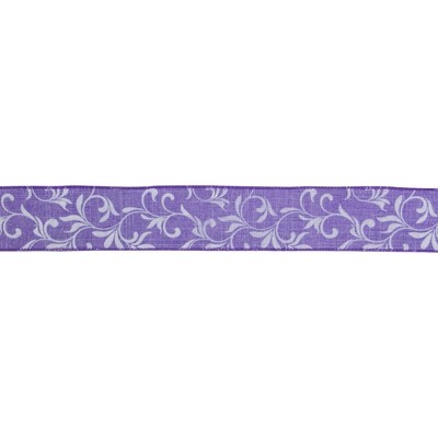 Northlight Purple Floral Wired Craft Ribbon 2.5" x 10 Yards