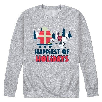 Men's - Peanuts - Snoopy Happiest of Holidays Graphic Fleece Sweatshirt