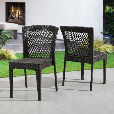 Christopher Knight Home Hava Outdoor Rattan and Iron Stacking Dining Chairs (Set of 2)