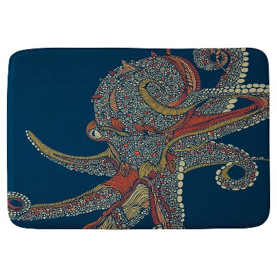Valentina Ramos Azzuli Octopus Cushion Bath Rug (21"x34") Blue - Deny Designs