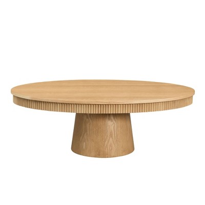 47.24" MDF Oval Handcraft Drum Coffee Table with Sturdy Pedestal Base and Easy Assembly for Living Room