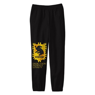 Harry Potter Hufflepuff Badger Youth Black Graphic Jogger Pants