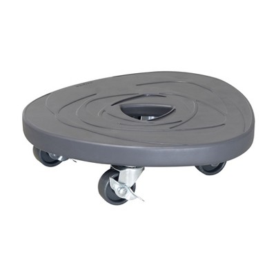11" Charcoal Round Swirl Stone Plant Caddy – Water-Resistant & Locking Casters