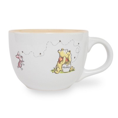 Silver Buffalo Disney Winnie The Pooh But First Hunny Ceramic Soup Mug | Holds 24 Ounces