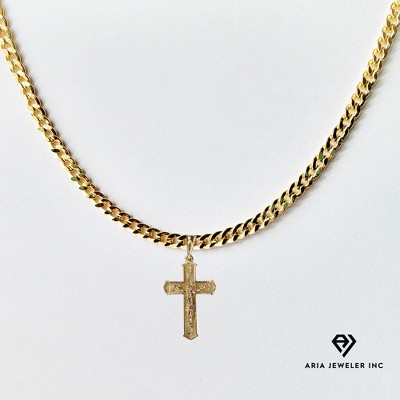 Aria Jeweler Inc Chain with Golden Crucifix