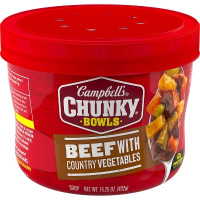 Campbell's Chunky Beef Soup with Country Vegetables  Microwavable Bowl Soup - 15.25oz