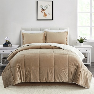 Peace Nest 3 Piece Winter Reversible Faux Shearling Comforter Set Ultra Soft Minky Blanket Plush and Fuzzy Fleece Microfiber