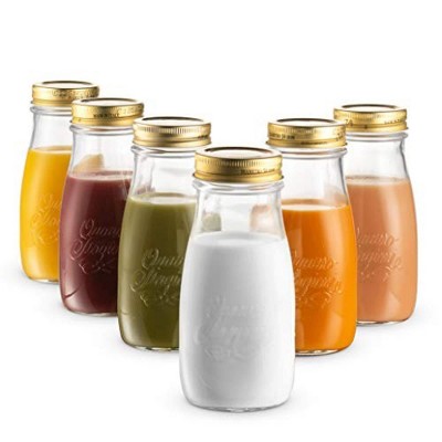 Bormioli Rocco Quattro Stagioni 6‑Piece Glass Bottle Set - Storage Jars with Lids - Airtight Twist Cap Containers - BPA-Free Italian Glass