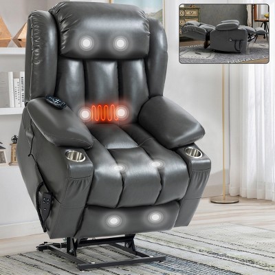 Coolbibila Power Lift Recliner Chair,Dual Motor Infinite Position With Vibration Massage And Lumbar Heating,180°Flat Electric Recliner