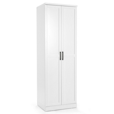 Tangkula 70" Storage Cabinet Freestanding Pantry Cabinet w/2 Doors & 5 Shelves White