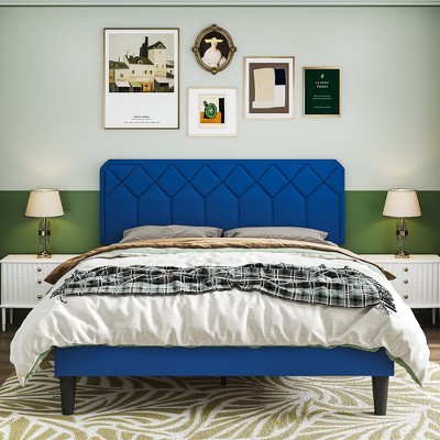 VECELO Bed Frame Premium Upholstered Platform with Height Adjustable Headboard
