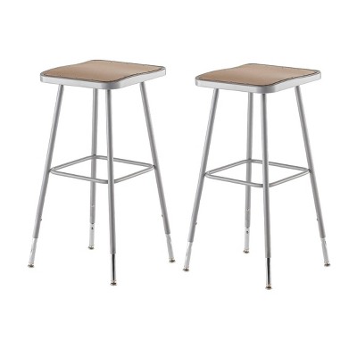 2pk 32"-39" Adjustable Heavy Duty Square Steel Barstool Gray - Hampden Furnishings