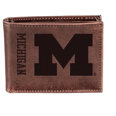 Evergreen University of Michigan Crazy Horse Collection Bi-Fold Wallet