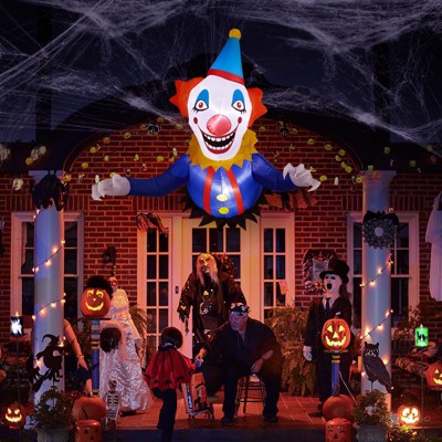 Angel Sar 3.3FT Halloween Inflatable Clown Window Breaker Decoration, LED Light-Up Scary Clown Blow Up for Indoor/Outdoor Yard, Lawn, Party