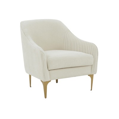 Serena Velvet Accent Chair Cream 29.92"W x 29.92"D x 31.5"H