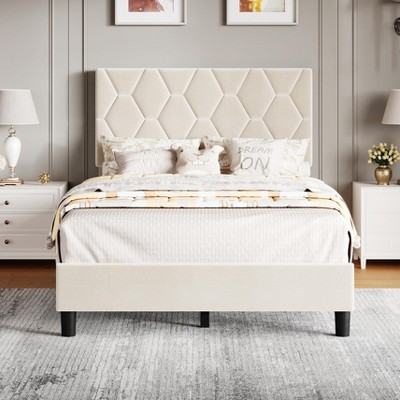 Twin/Full/Queen/King Bed Frame with Adjustable Upholstered Headboard, Platform Bed Frame, No Box Spring Needed