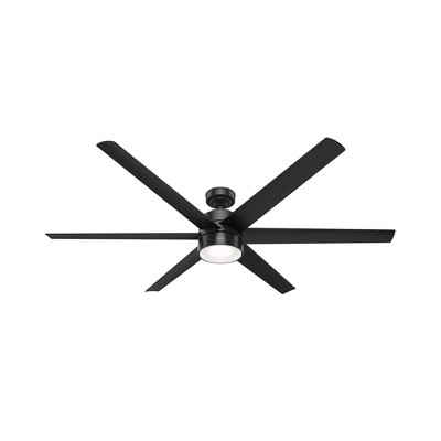 Hunter 72" Solaria Ceiling Fan Matte Black Finish - 6 Blades, DC Motor, Light Kit Included, Damp Rated for Outdoor Use