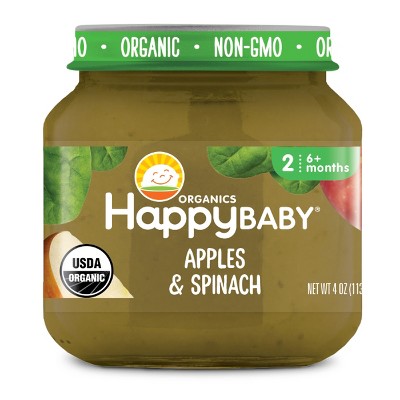 Happy Baby Organics Clearly Crafted Stage 2 Apples & Spinach Jar - 4oz