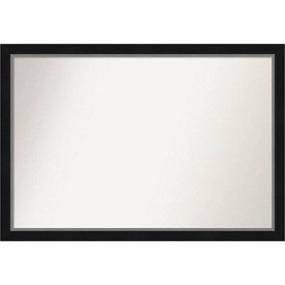 39" x 27" Non-Beveled Eva Black Silver Narrow Wall Mirror - Amanti Art