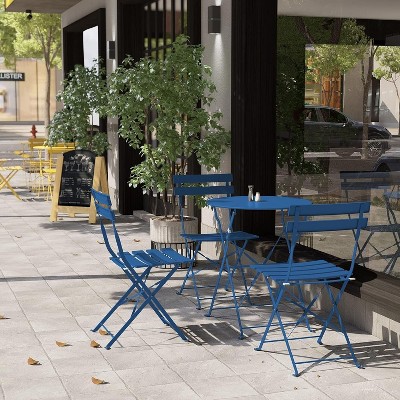 Senpuki Outdoor 3-Piece Bistro Set - Weather-proof Steel Folding Table & 2 Chairs Set