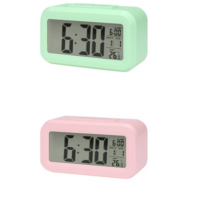 REGALWOVEN 2 Pcs Plastic Battery Powered Digital Temperature Alarm Clock 5.5 x 2.8 x 1.8 Inches