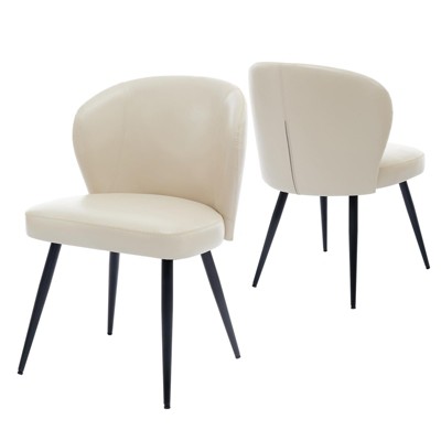GustoWave Dining Chairs Set of 2, Upholstered Kitchen Chairs, Comfortable Seat, Synthetic Leather with Stitching, Mid-Century Modern