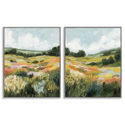 Stupell Industries Vast Meadow Painting Black Framed Giclee Art (Set of 2)