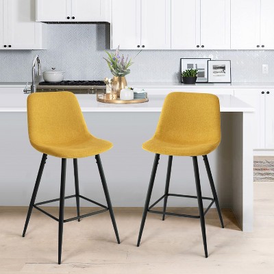 26" Upholstered Counter Height Stool with Black Leg (Set of 2 and 4 ) , Midbar Stool for Kitchen Island, Indoor Furniture - Maison Boucle