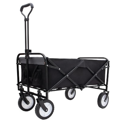 UBSSO Collapsible Utility Wagon Cart with All-Terrain Wheels & Strapping System, 360lbs Capacity, Black