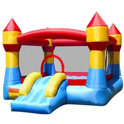Costway 3-in-1 Kids Bouncer with Slide Large Jumping Area & Basketball Hoop Blower Excluded