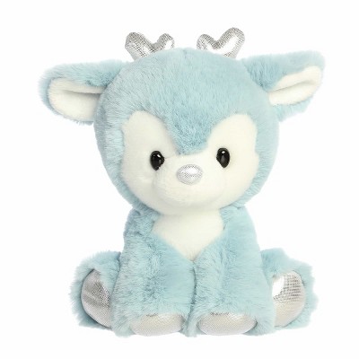 Aurora Small Dashing Reindeer Holiday Festive Stuffed Animal Winter Blue 6"