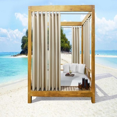 Commonwealth Seascapes Light Filtering Provide Privacy and Shade Grommet Outdoor Panel Pair, Linen